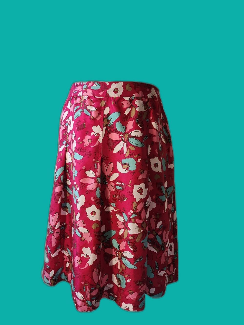 Vtg Y2K 100% Silk Pink Floral Skirt